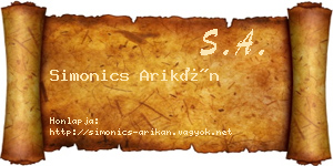 Simonics Arikán névjegykártya